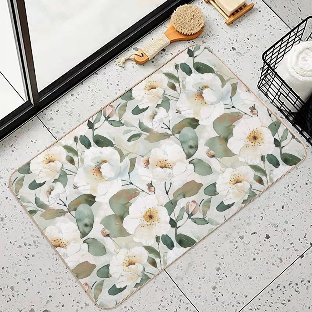 Floral Pattern. Colorful Flowers.  Anti-Trip Bath Mat