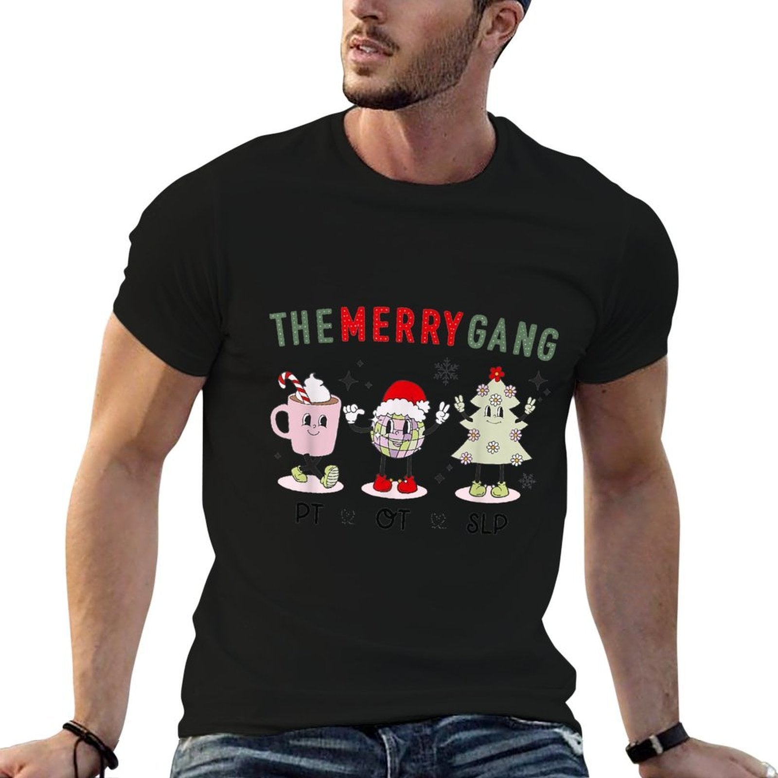 Women Merry Therapy Gang Holiday Therapy Squad Christmas  Quick-drying T-Shirt