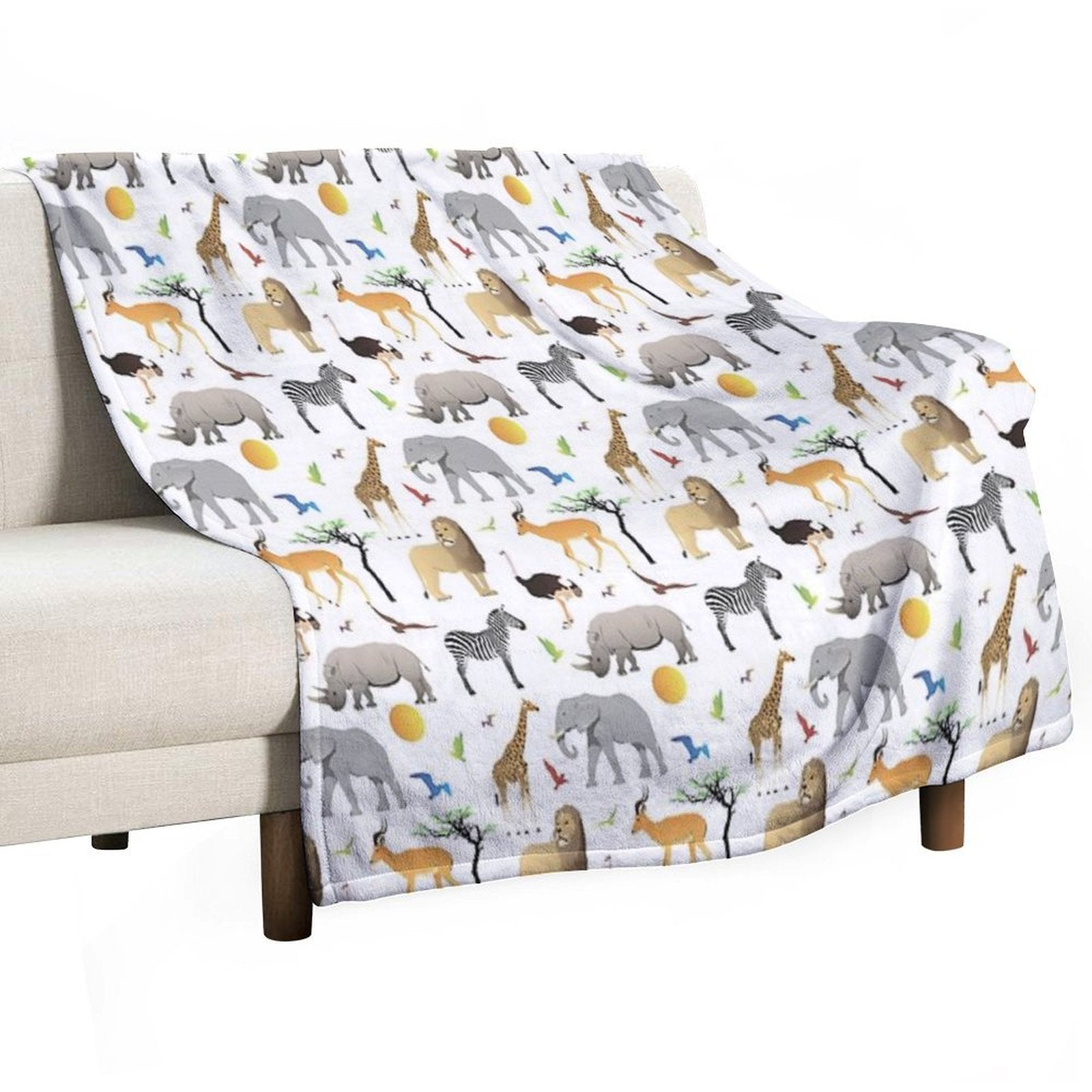 Safari Savanna Various Animals Eco-conscious Throw Blanket