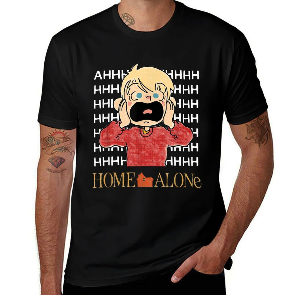 Home Alone Christmas Kevin McCallister Screaming Doodle Art  Graphic-printed T-Shirt