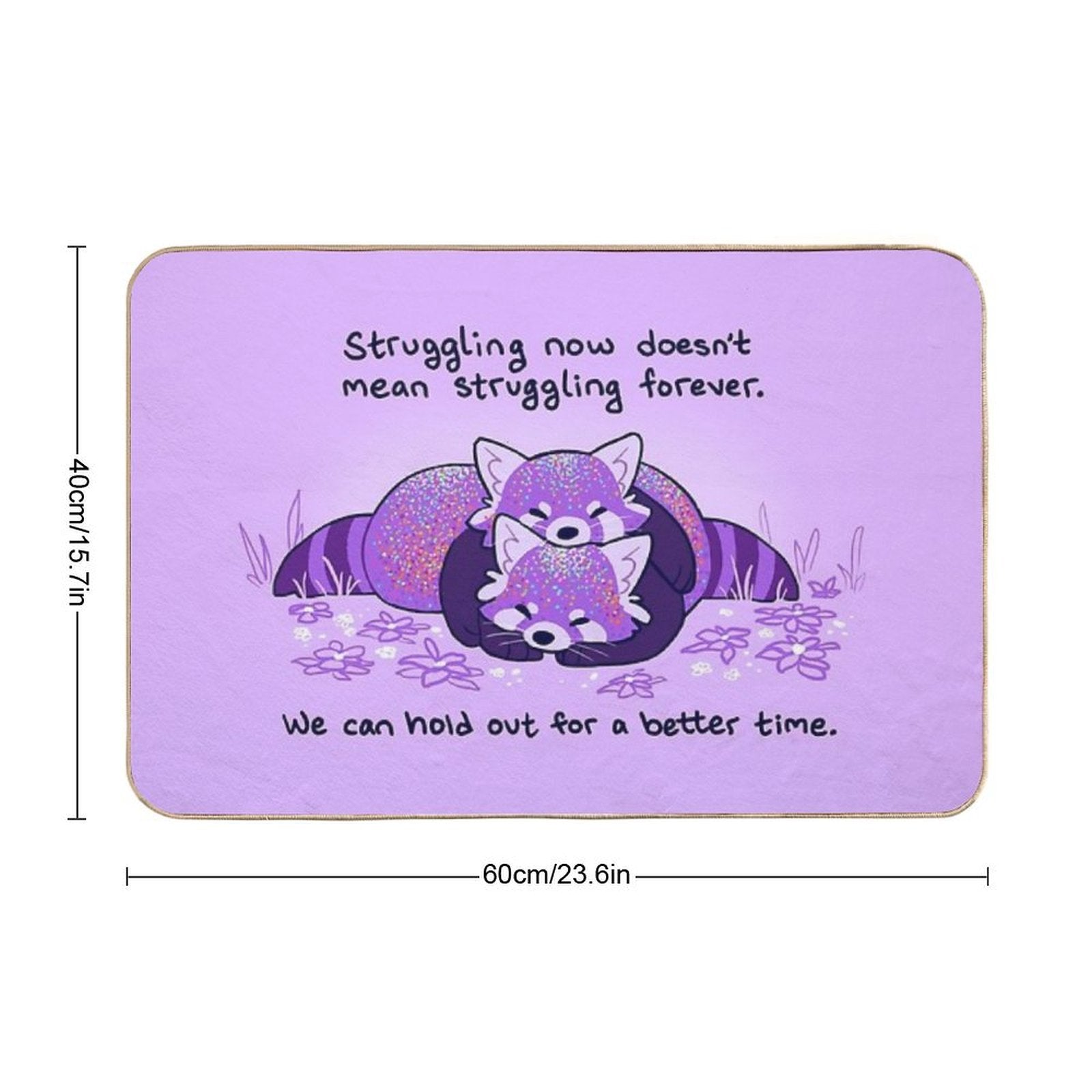 Struggling Now Doesn't Mean Struggling Forever Cuddling Purple Red Pandas  Stain-Proof Bath Mat