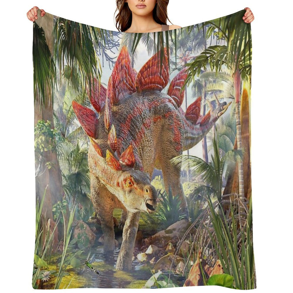 Stegosaurus Swamp Wrinkle-free Throw Blanket