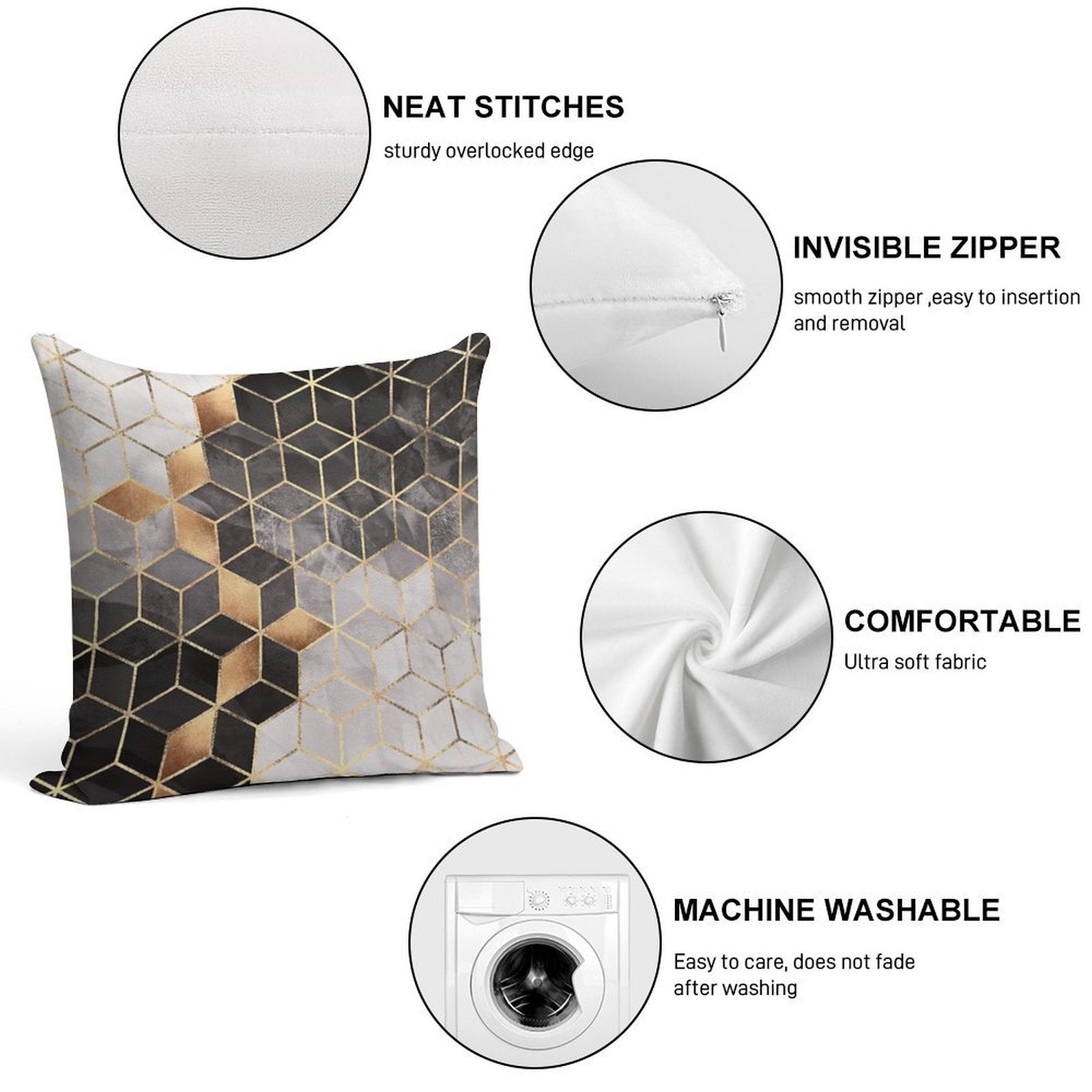 Smoky Cubes Soft Washable Throw Pillow