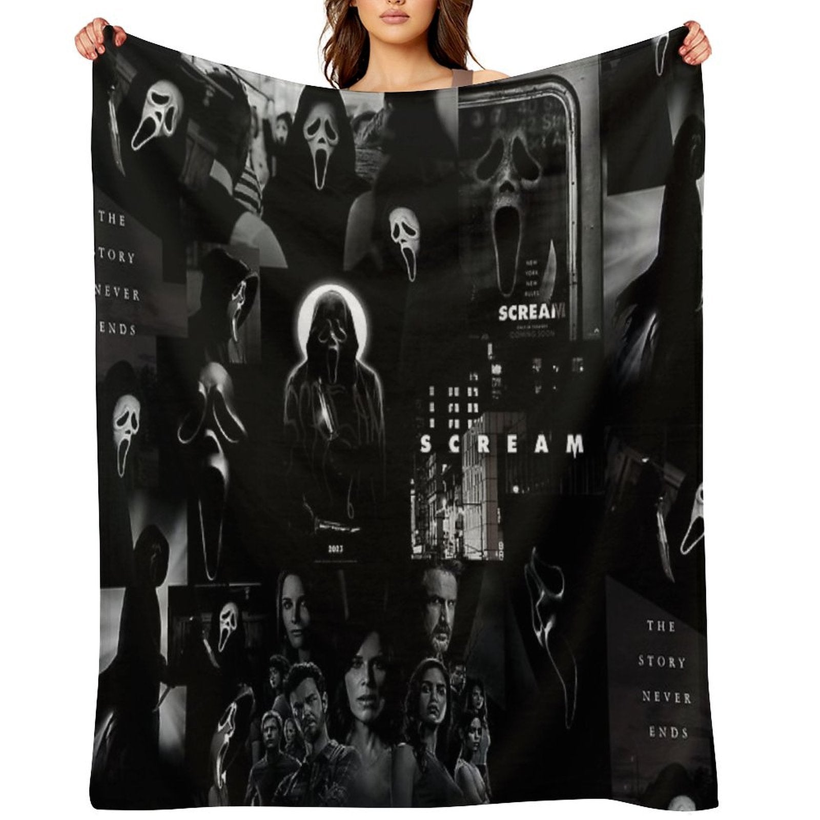 Scream Horror Movie Collage Machine-washable Throw Blanket