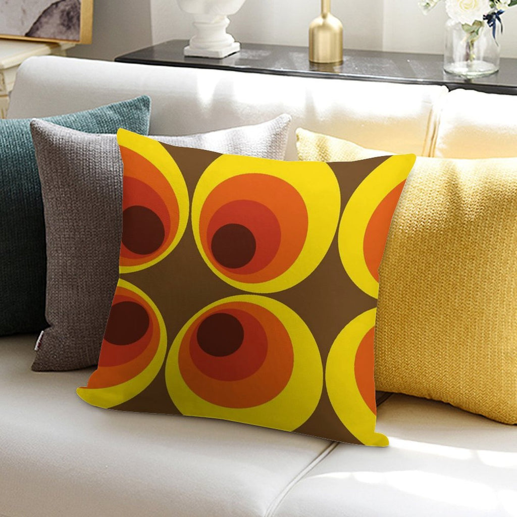 70s, 80s Funky Vintage Circle Pattern Soft Anti-Pilling Throw Pillow
