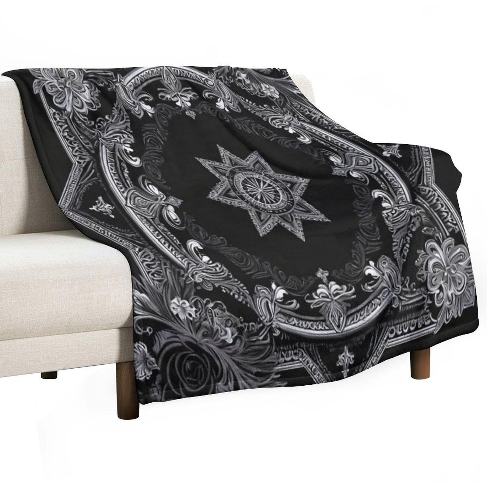 RogerPattern - Monochrome Elegance Black And White Symphony Eco-conscious Throw Blanket