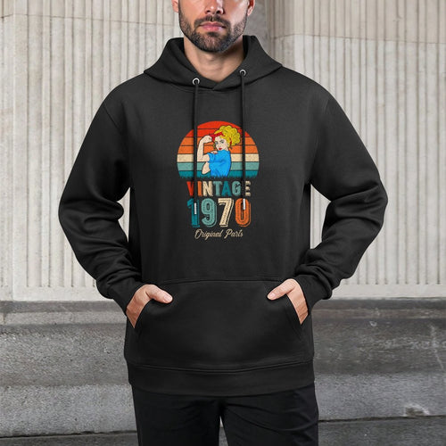 50th Birthday Tshirts For Women Original Parts Vintage 1970 Versatile Streetwear Hoodie