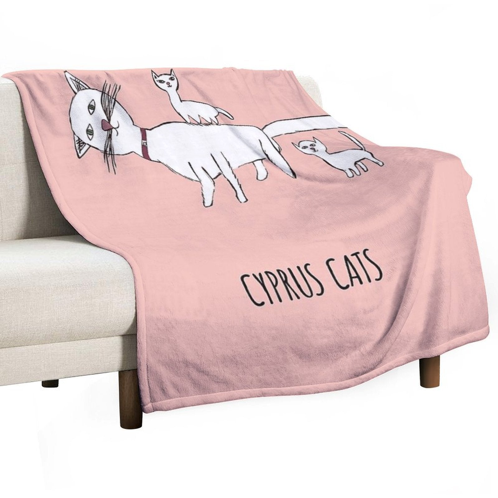 CYPRUS CATS CLOTHES PATTERN Machine-washable Throw Blanket