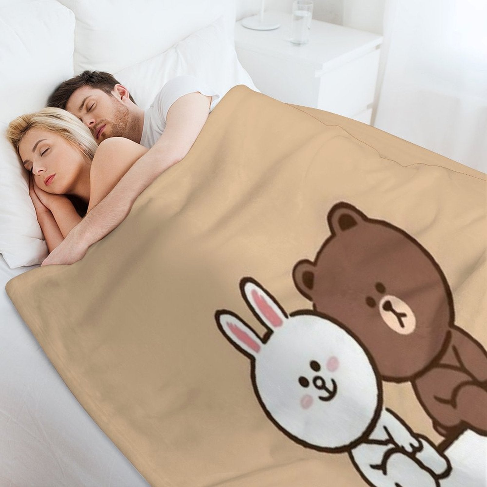 Brown Cony Bear Machine-washable Throw Blanket