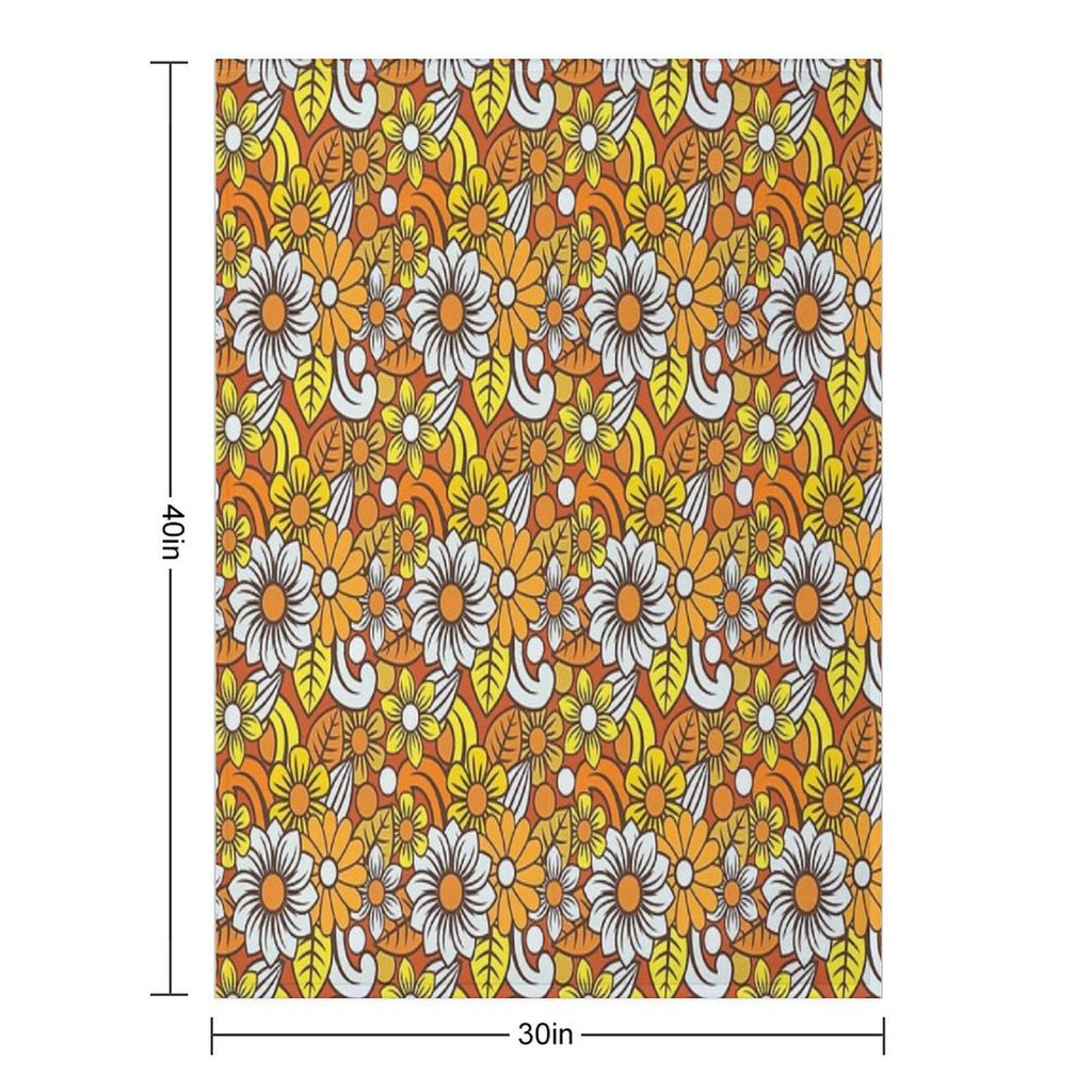 Retro 70s Flower Pattern Comfort Throw Blanket