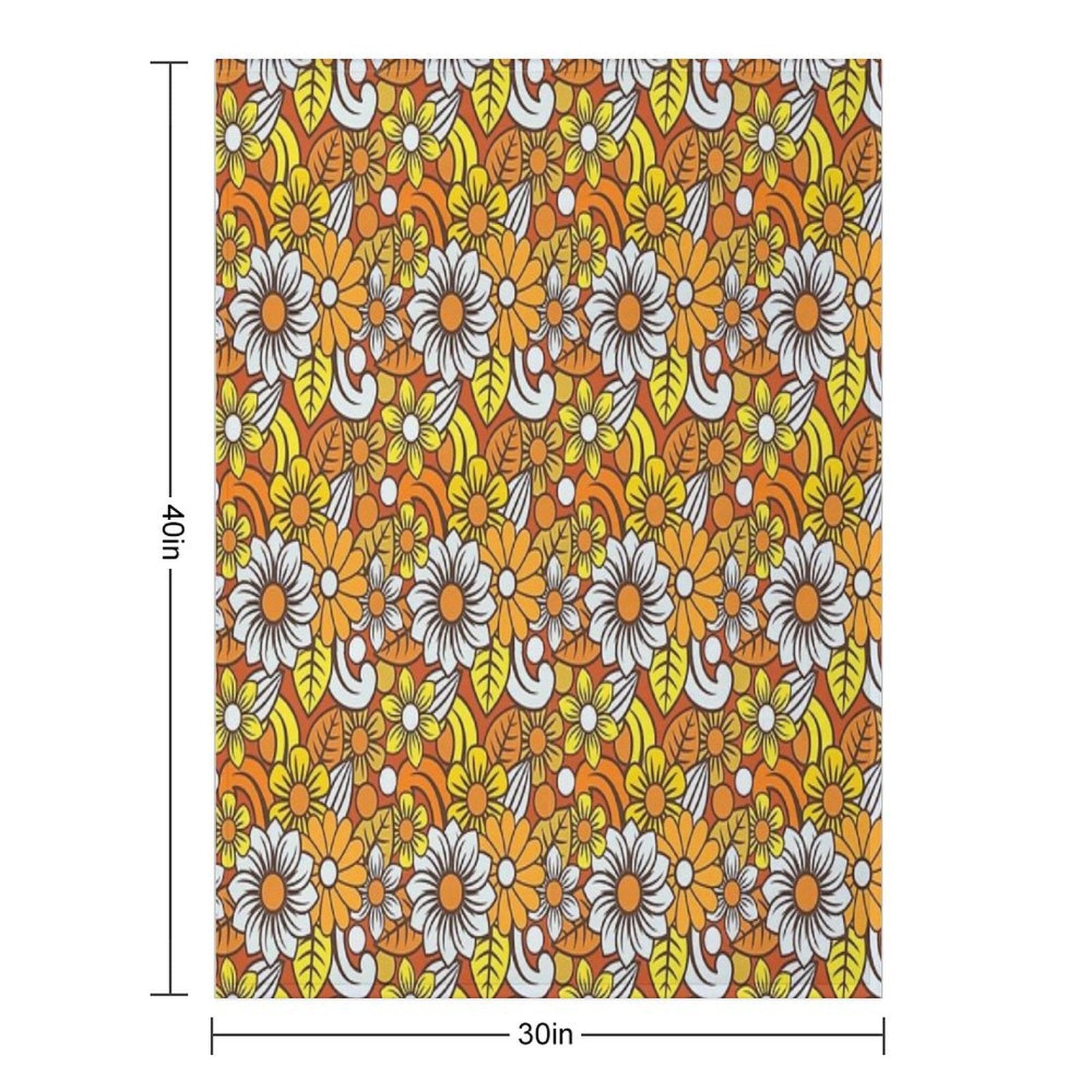 Retro 70s Flower Pattern Comfort Throw Blanket