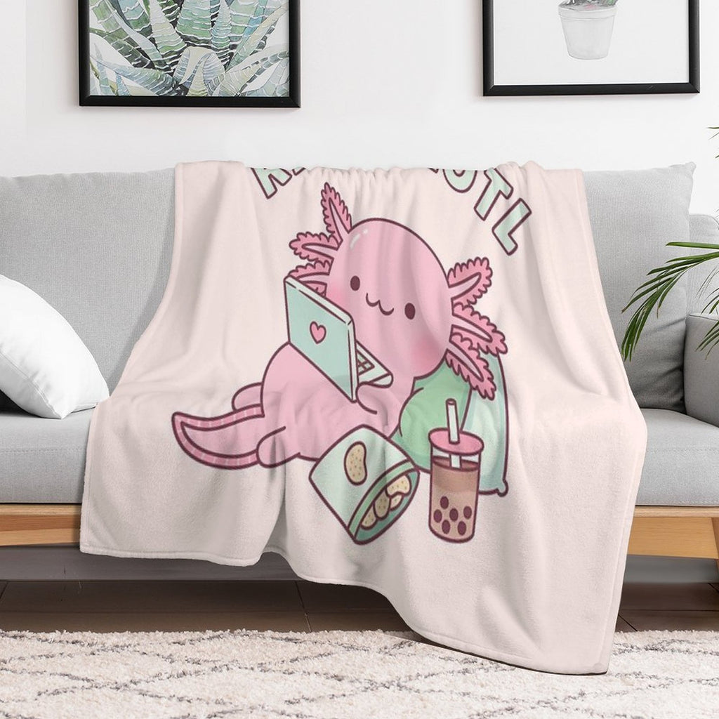 Cute Relax A Lot Axolotl Funny Pun Lightweight Throw Blanket
