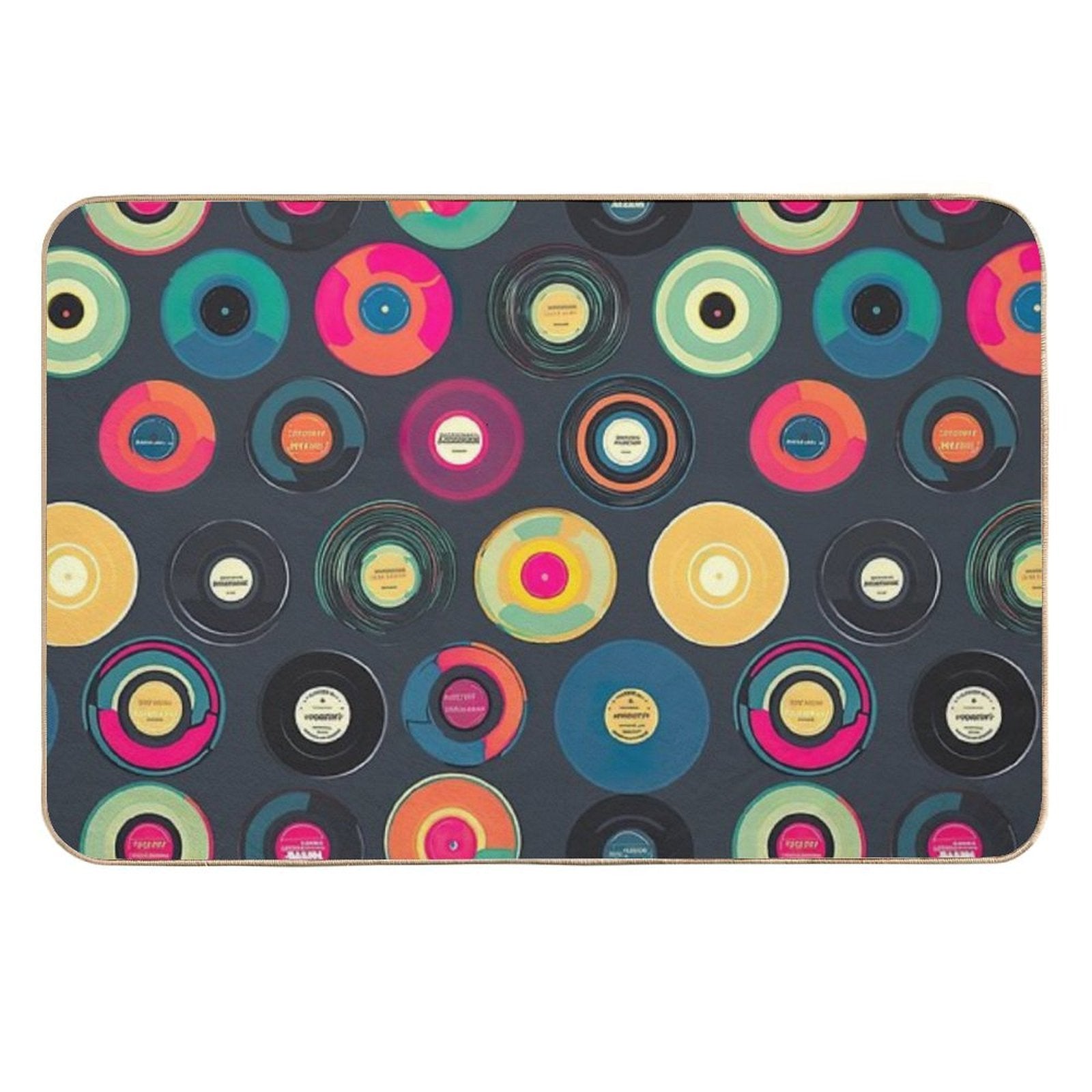 Retro Vinyl Records Print  Long-Lasting Bath Mat