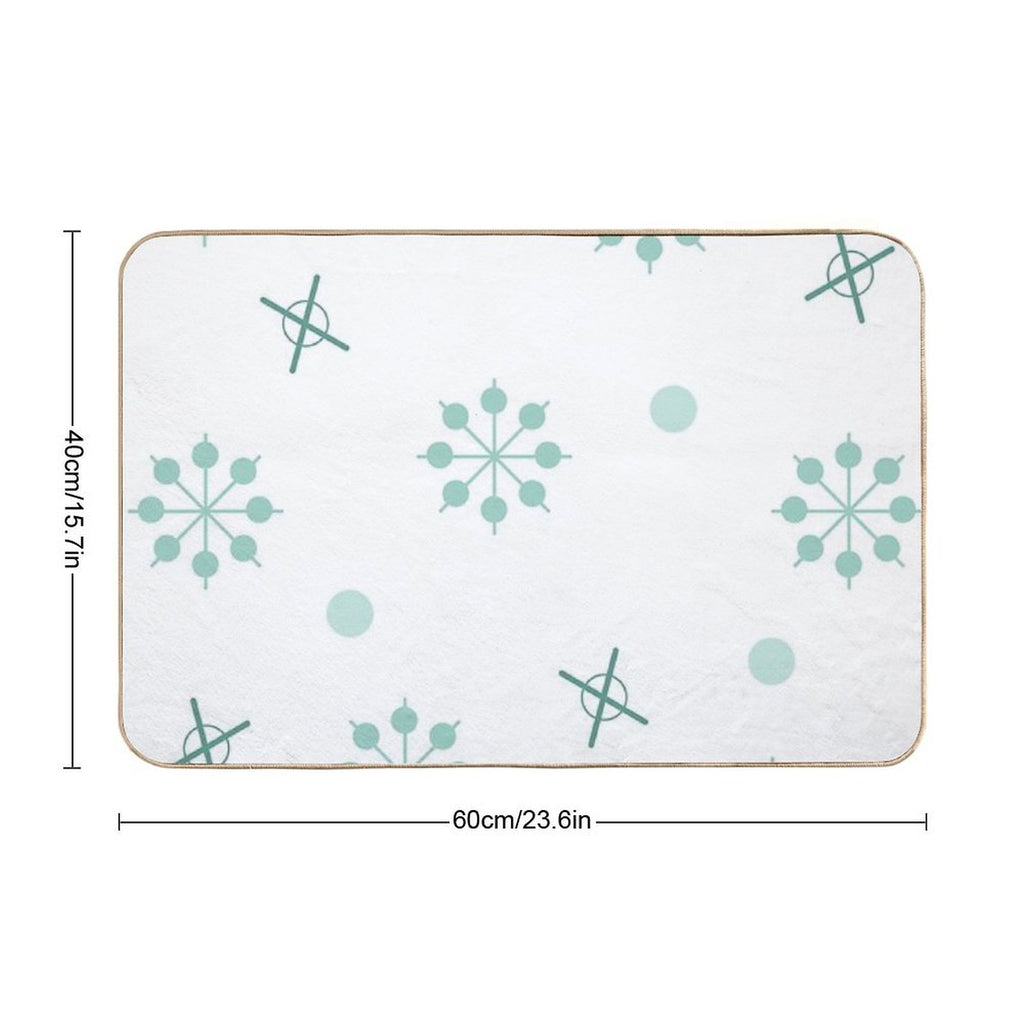 Atomic Age Sputnik Starbursts Winter Green  Anti-Trip Bath Mat