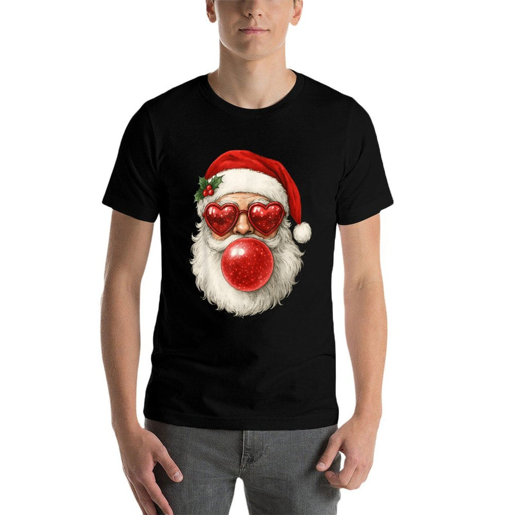 Red Santa Christmas Bubble Gum Sunglasses Vintage Retro  Slim-fit Cut T-Shirt