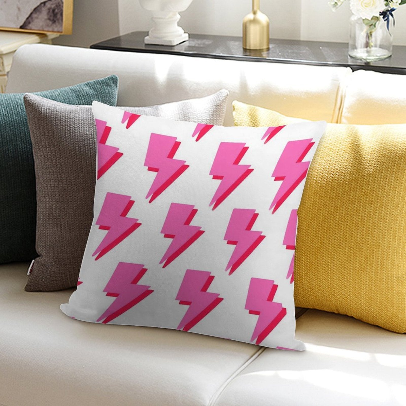 Preppy Lightning Bolts Soft Ultra-Soft Texture Throw Pillow