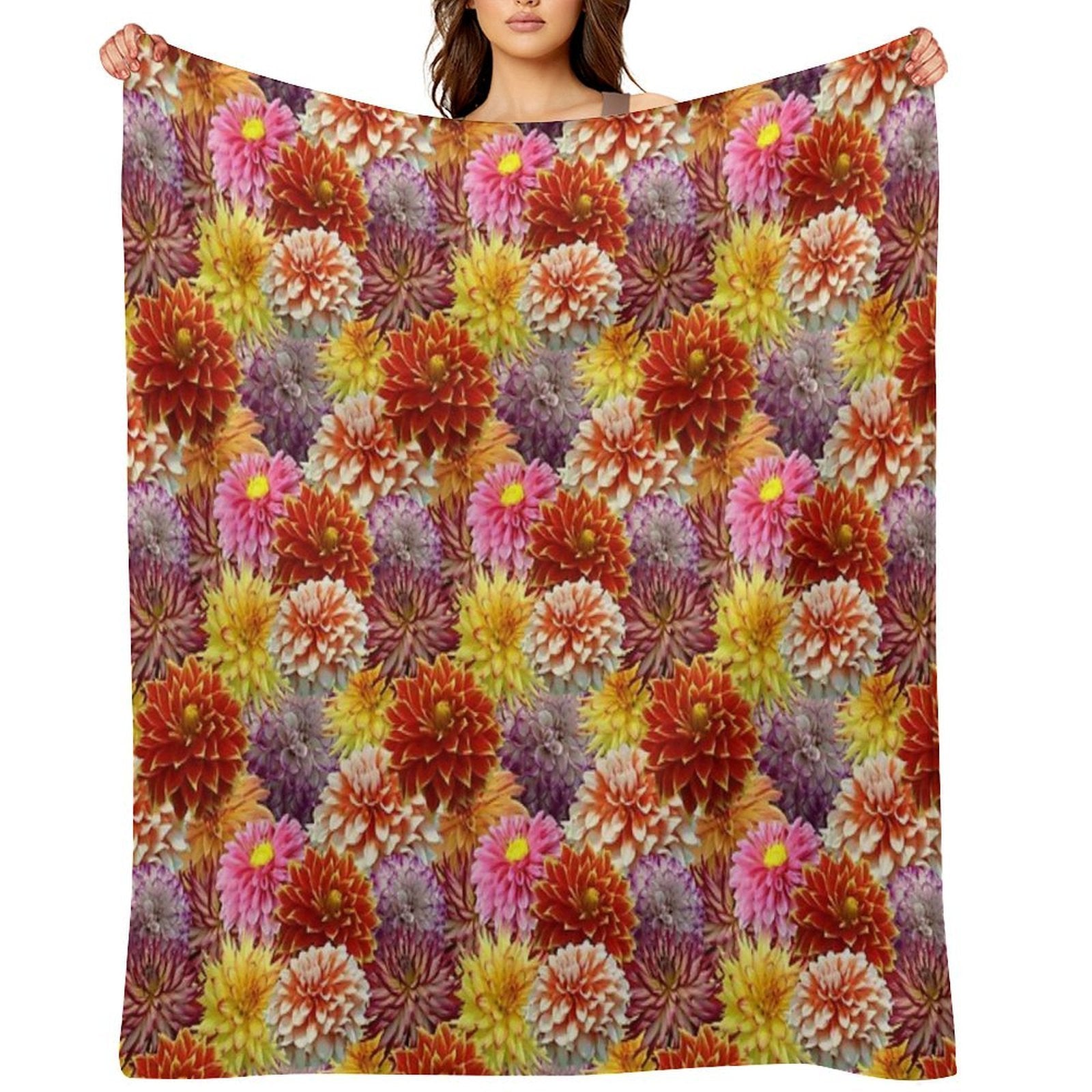 Dahlia Deluge Shrink-resistant Throw Blanket