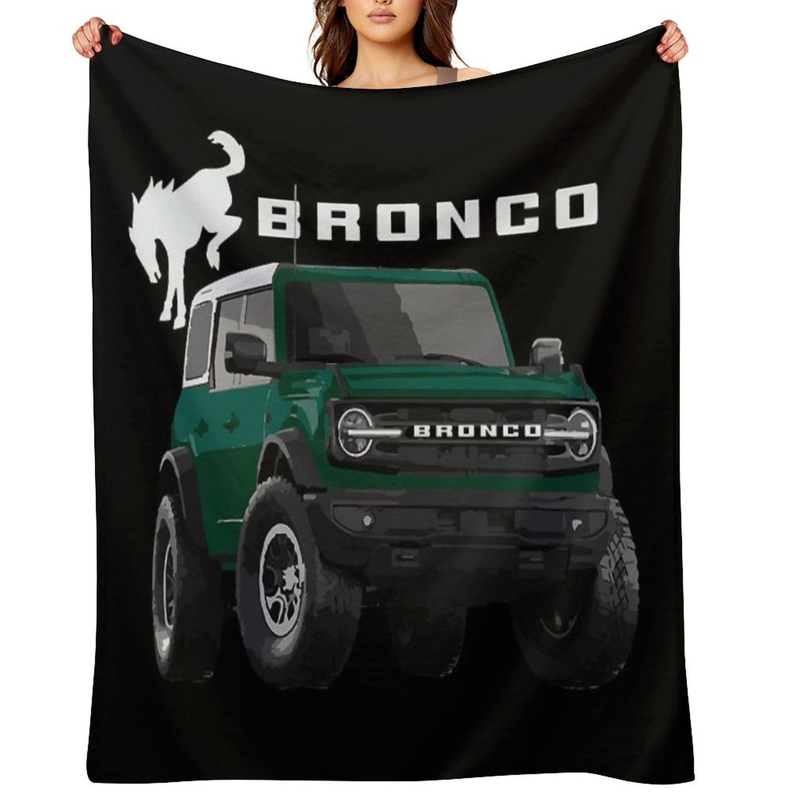 Bronco 6g 6th Gen USA Outter Banks Eruption Green Metallic Murica All-season Throw Blanket