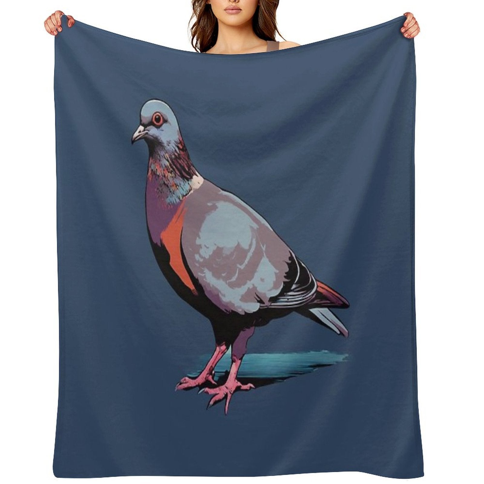 Navy Pigeon Pop-art Illustration Velvety-soft Throw Blanket