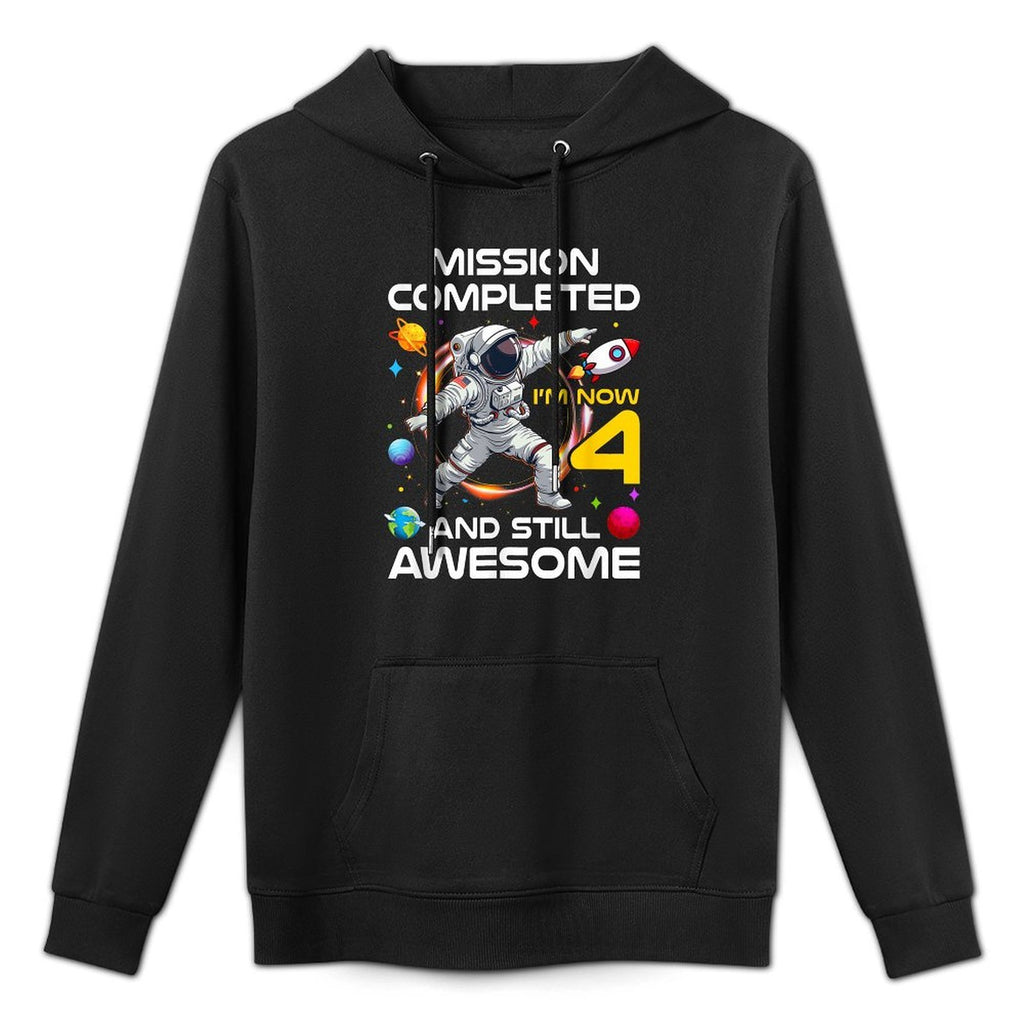 4Th Birthday Astronaut 4 Years Old Outer Space Birthday Medium-Weight Fabric Hoodie