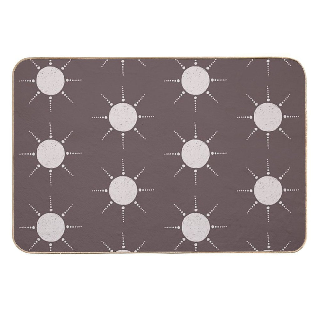 Pretty Polka Dots Sun Pattern Boho Aesthetic In Muted Colors Walnut Brown  Rapid-Drying Bath Mat