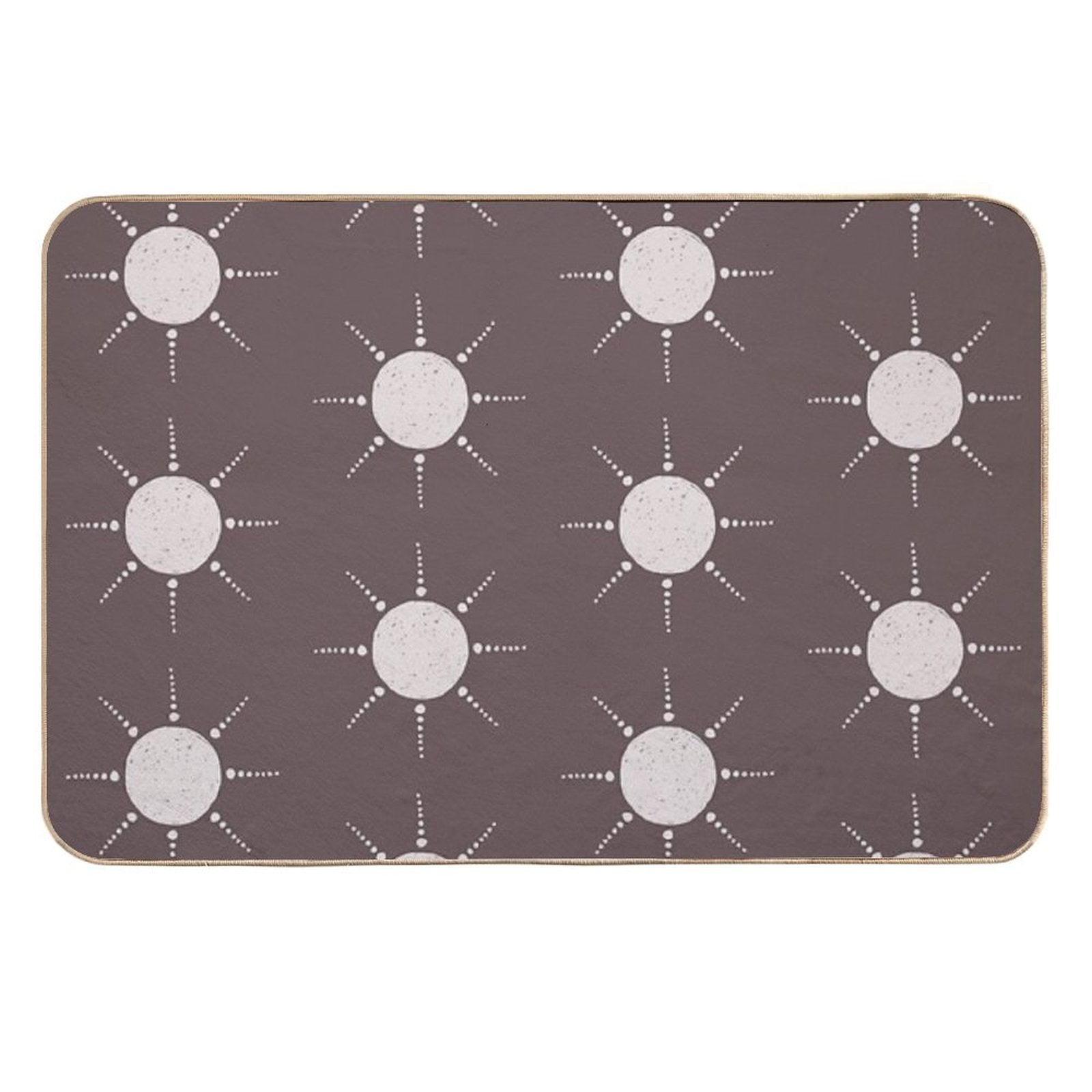 Pretty Polka Dots Sun Pattern Boho Aesthetic In Muted Colors Walnut Brown  Rapid-Drying Bath Mat
