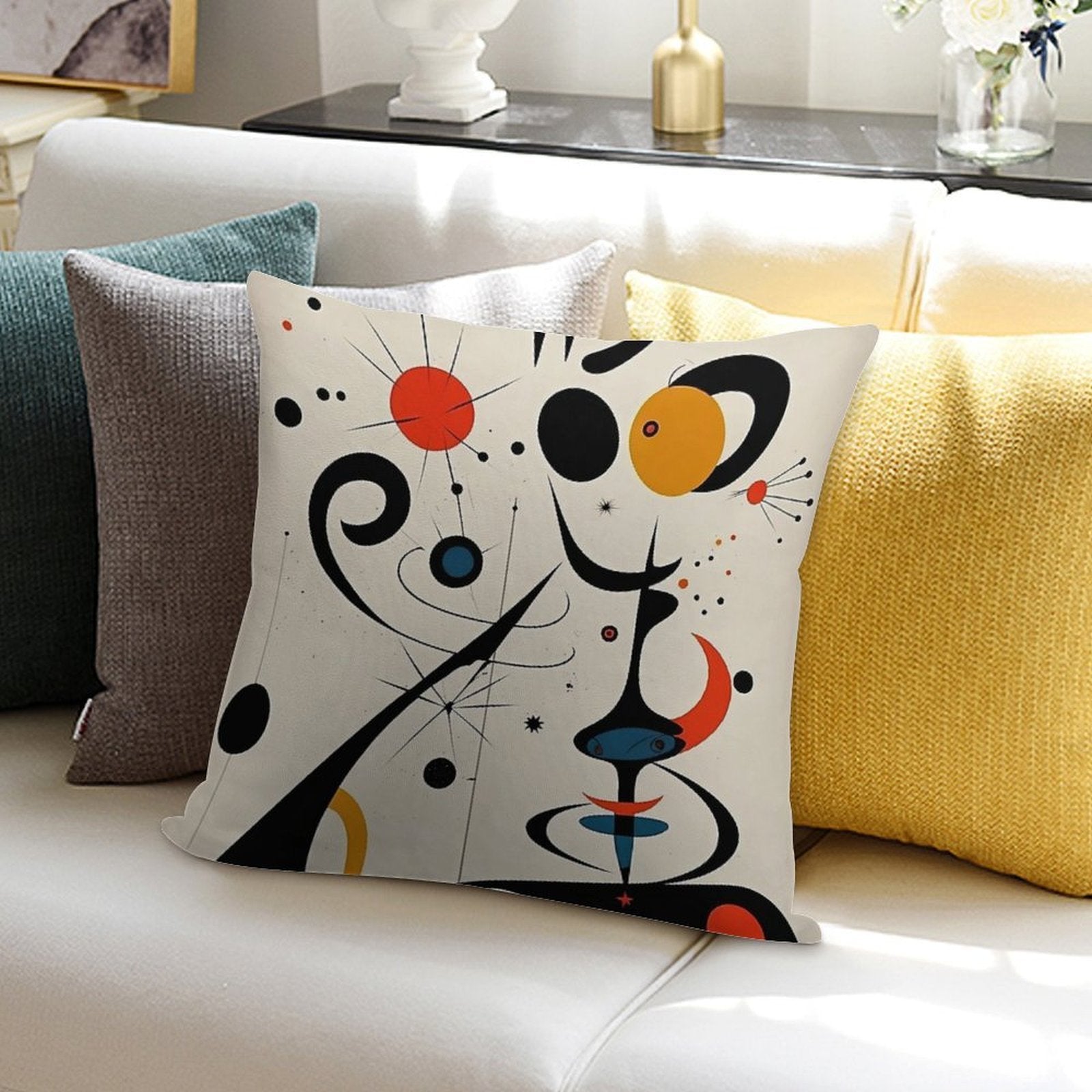 Joan Miro Soft Hidden Zipper Throw Pillow