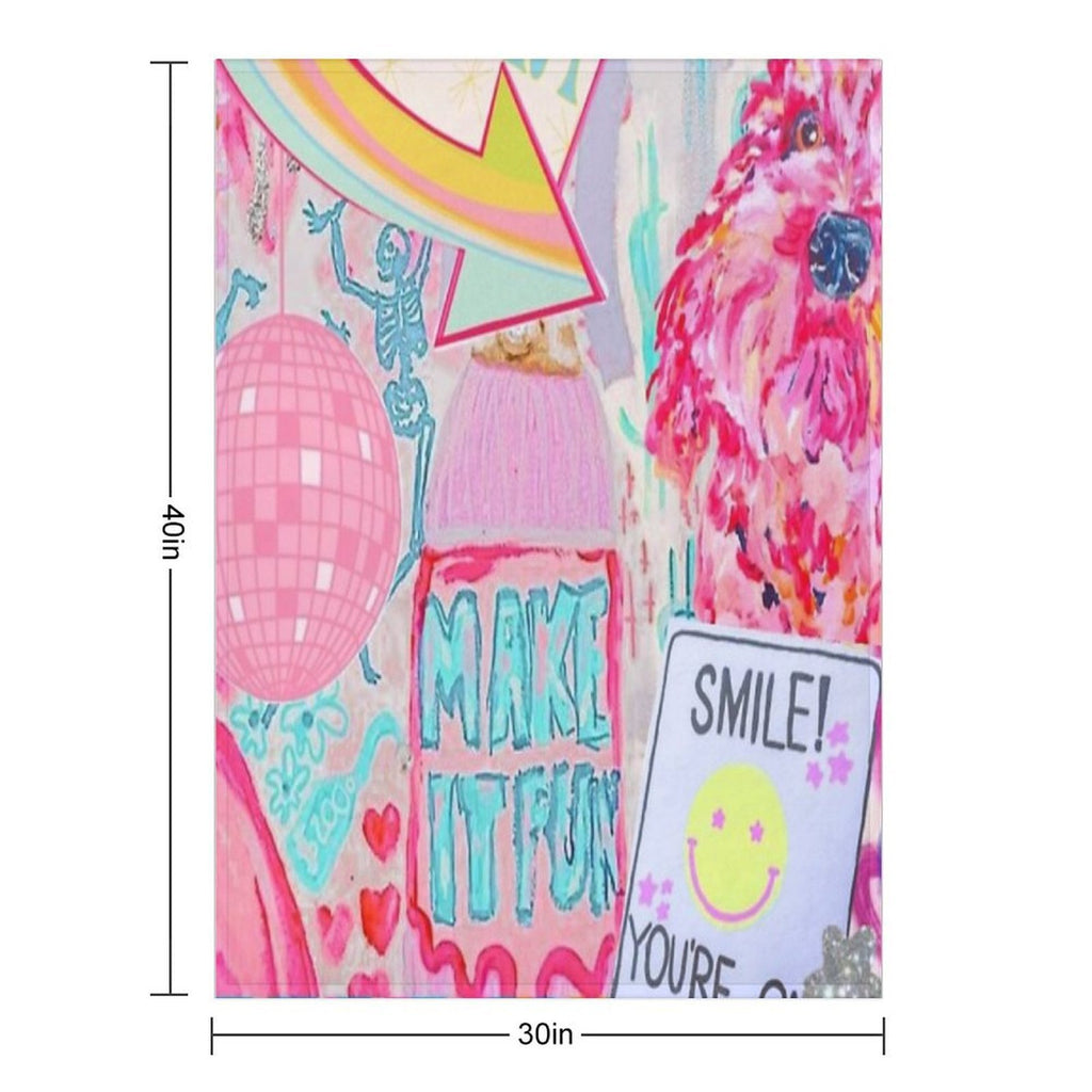 Preppy Pink Collage Velvety-soft Throw Blanket