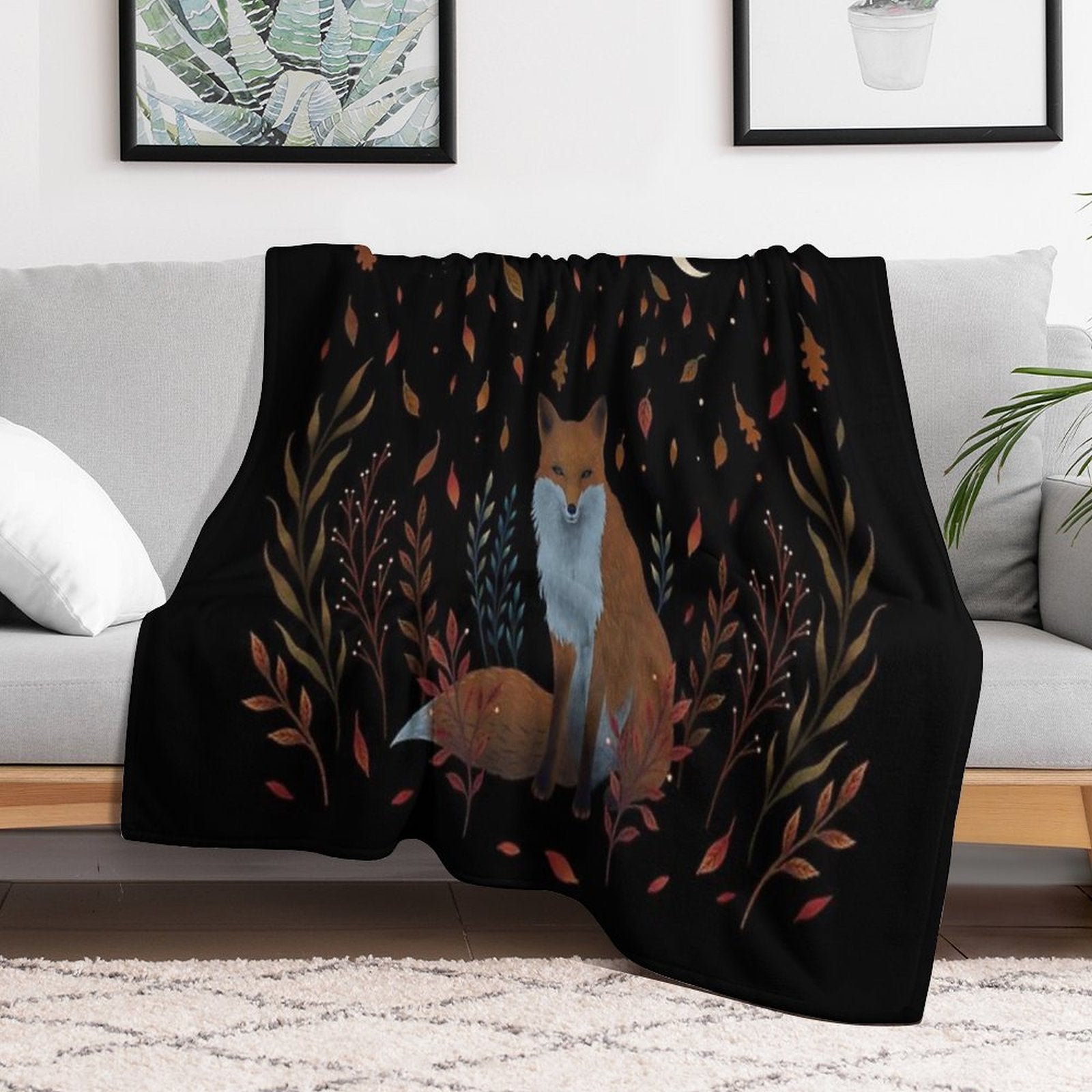 Autumn Fox Wrinkle-free Throw Blanket