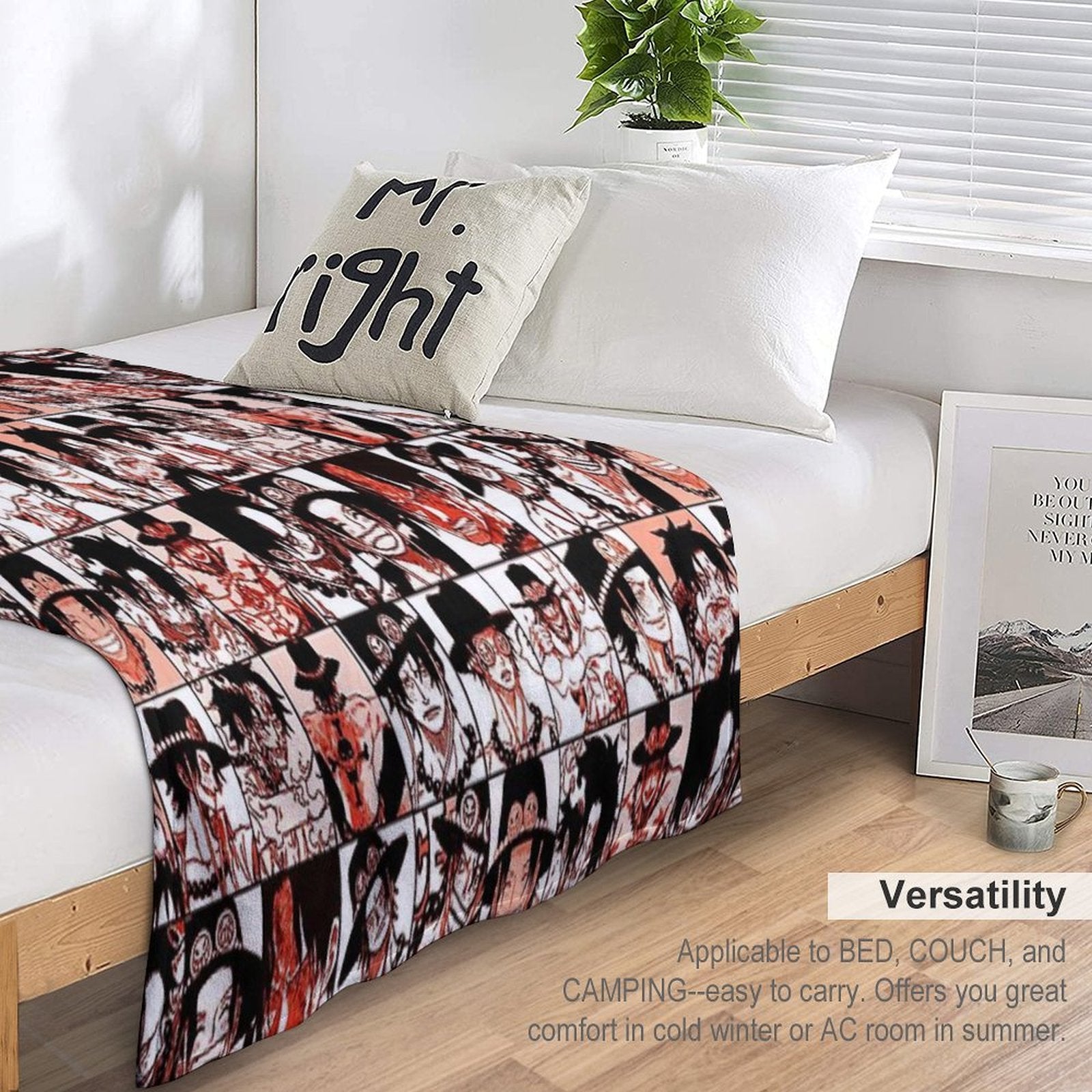 Ace - One Piece Manga Panel Collage Wrinkle-free Throw Blanket