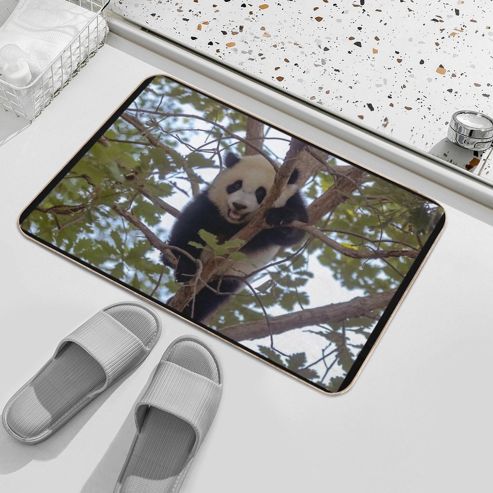 Baby Panda Xiao Qi Ji at The National Zoo  Dirt-Trapping Bath Mat