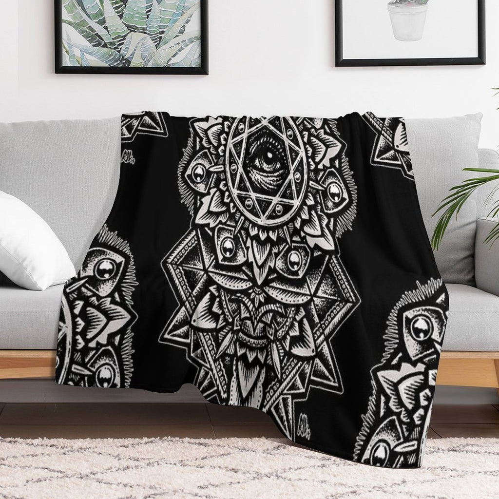 Eye of God Flower Mandala Multi-functional Throw Blanket