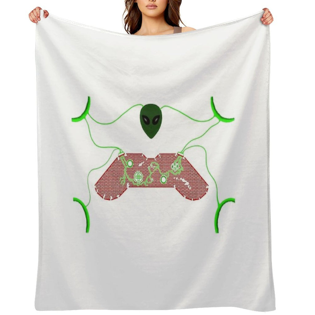 Alien Game Controller Plush Throw Blanket