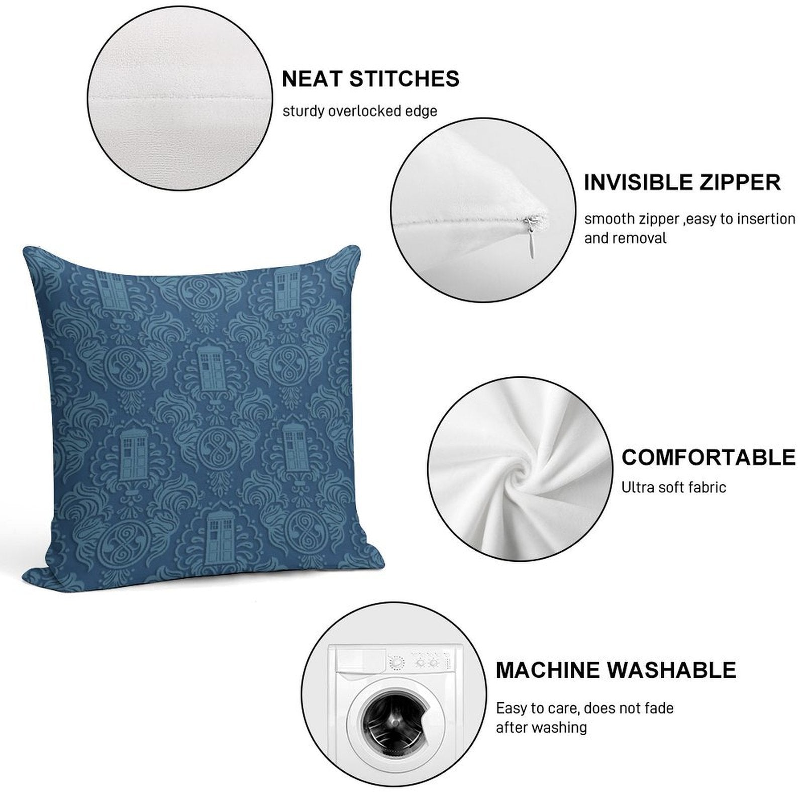 Doctor's Damask Soft Reinforced Edging Throw Pillow