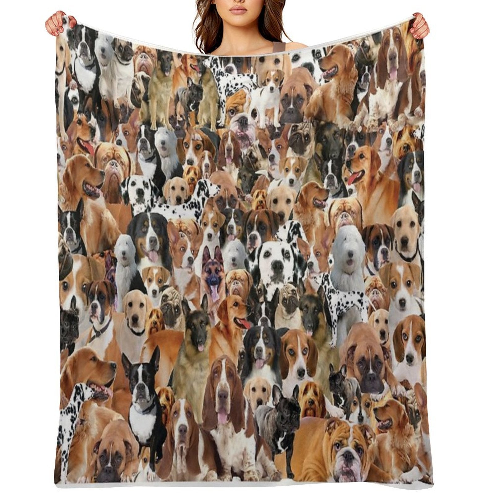 Dogs All Over Different Breed Dog Montage Design Durable Throw Blanket