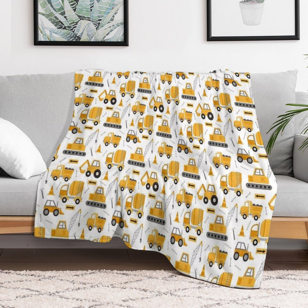 Construction Trucks Sustainable Throw Blanket