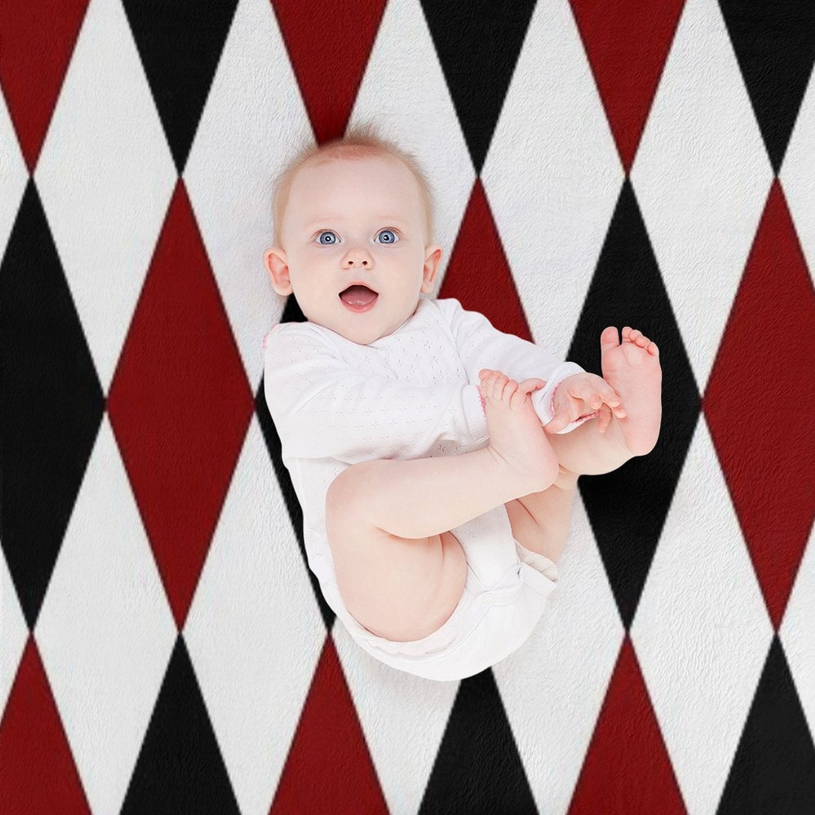 Black White Red Harlequin Compact Throw Blanket