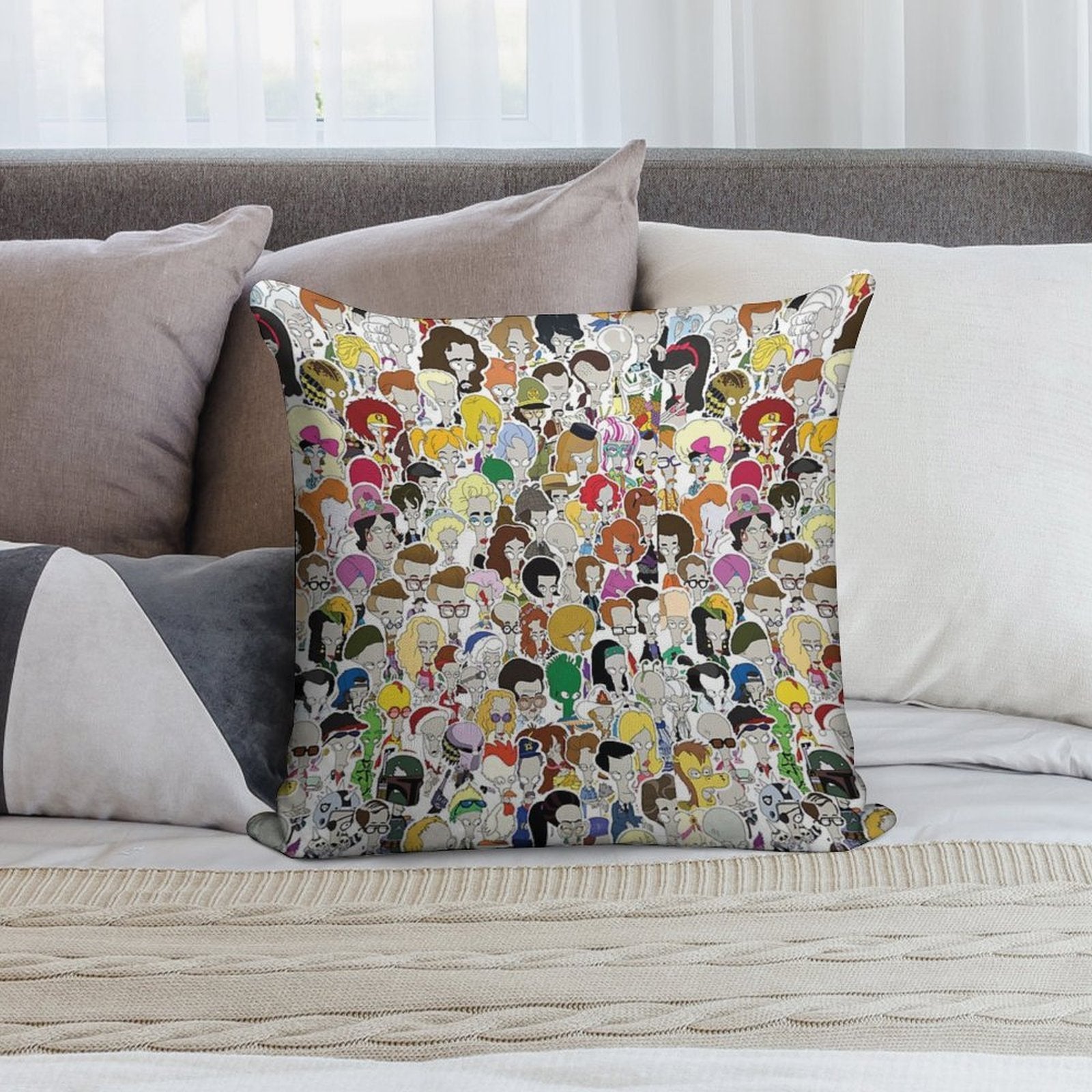 103 Faces of Roger The Alien Soft Ultra-Soft Texture Throw Pillow