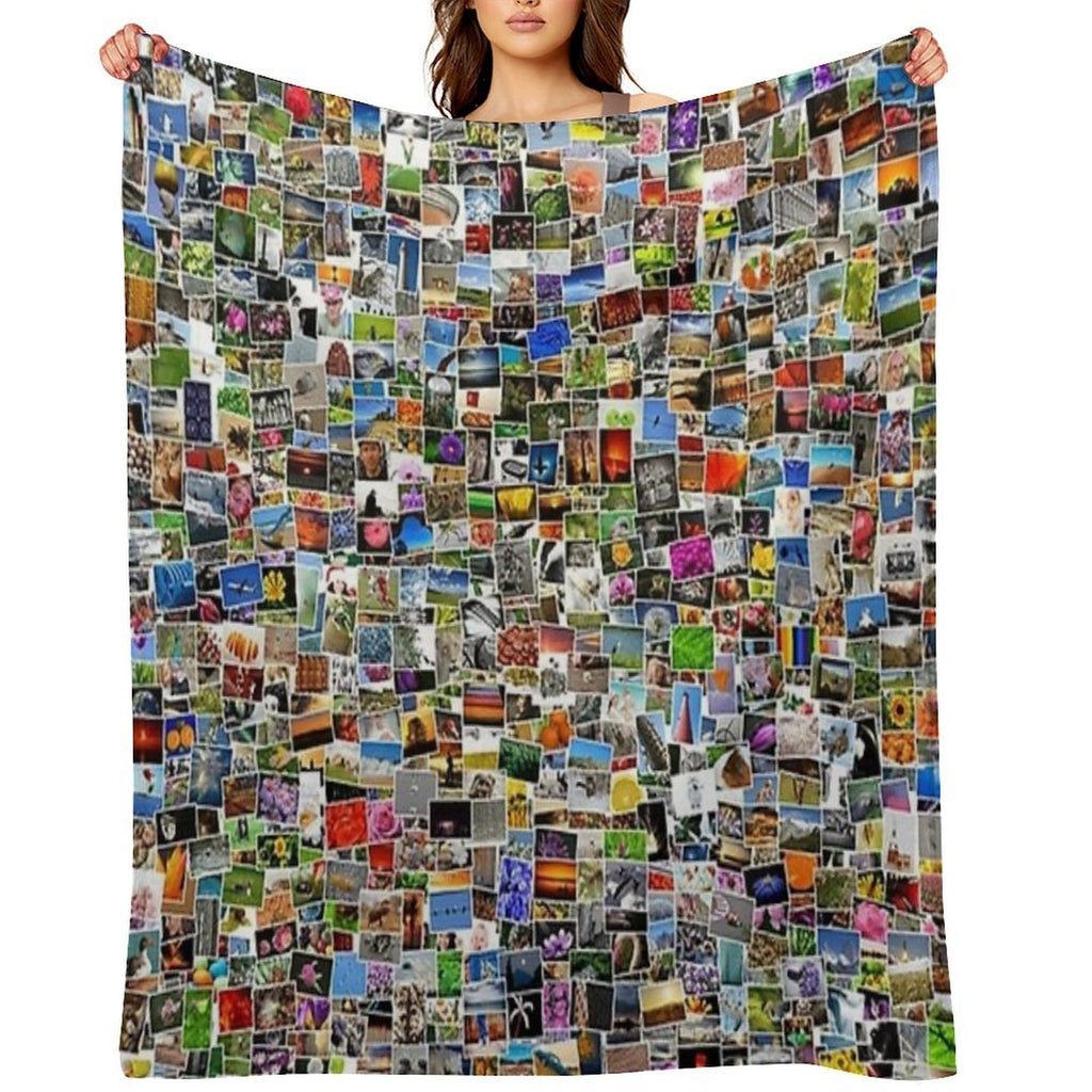 Art Abstract Retro Pattern Colorful Patchwork of Photos Gift-ready Throw Blanket