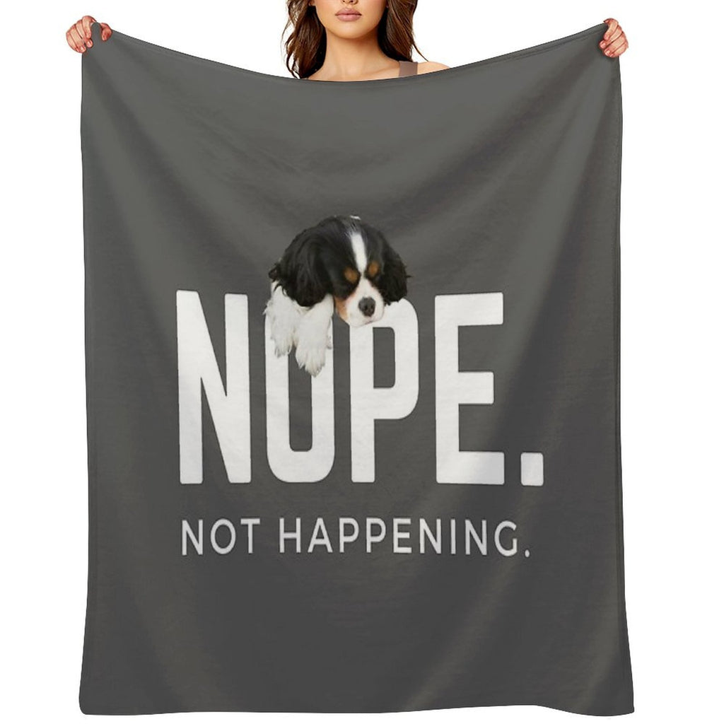 Nope. Not Happening. (Sleepy Cavalier King Charles Spaniel) Eco-conscious Throw Blanket
