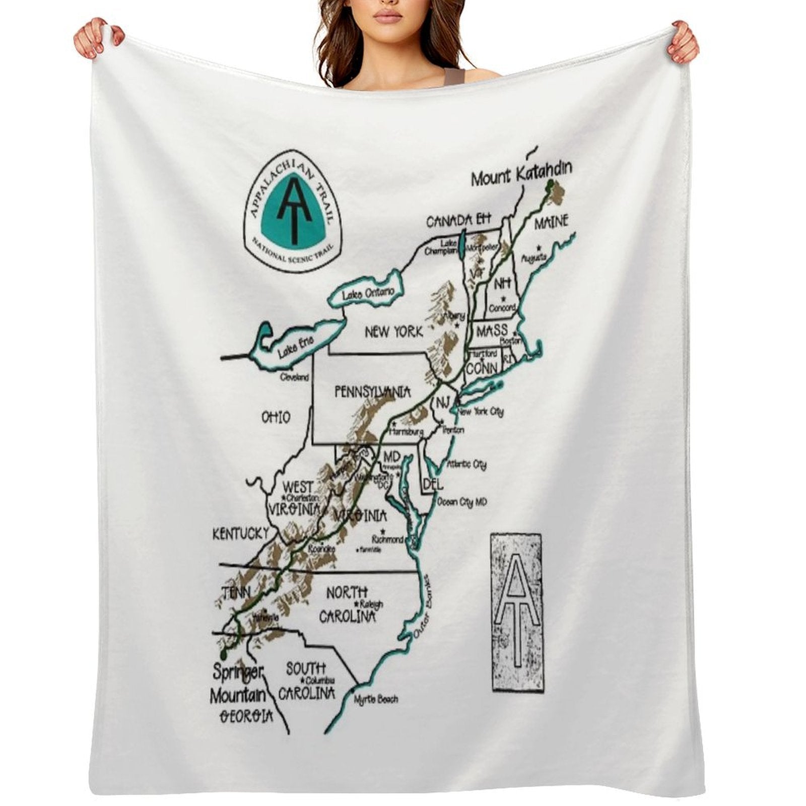 Appalachian Trail Map Versatility Throw Blanket
