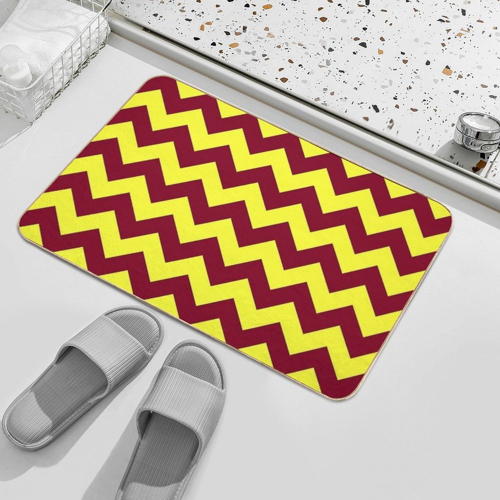 Electric Yellow And Burgundy Red Horizontal Zigzags  Versatile Bath Mat