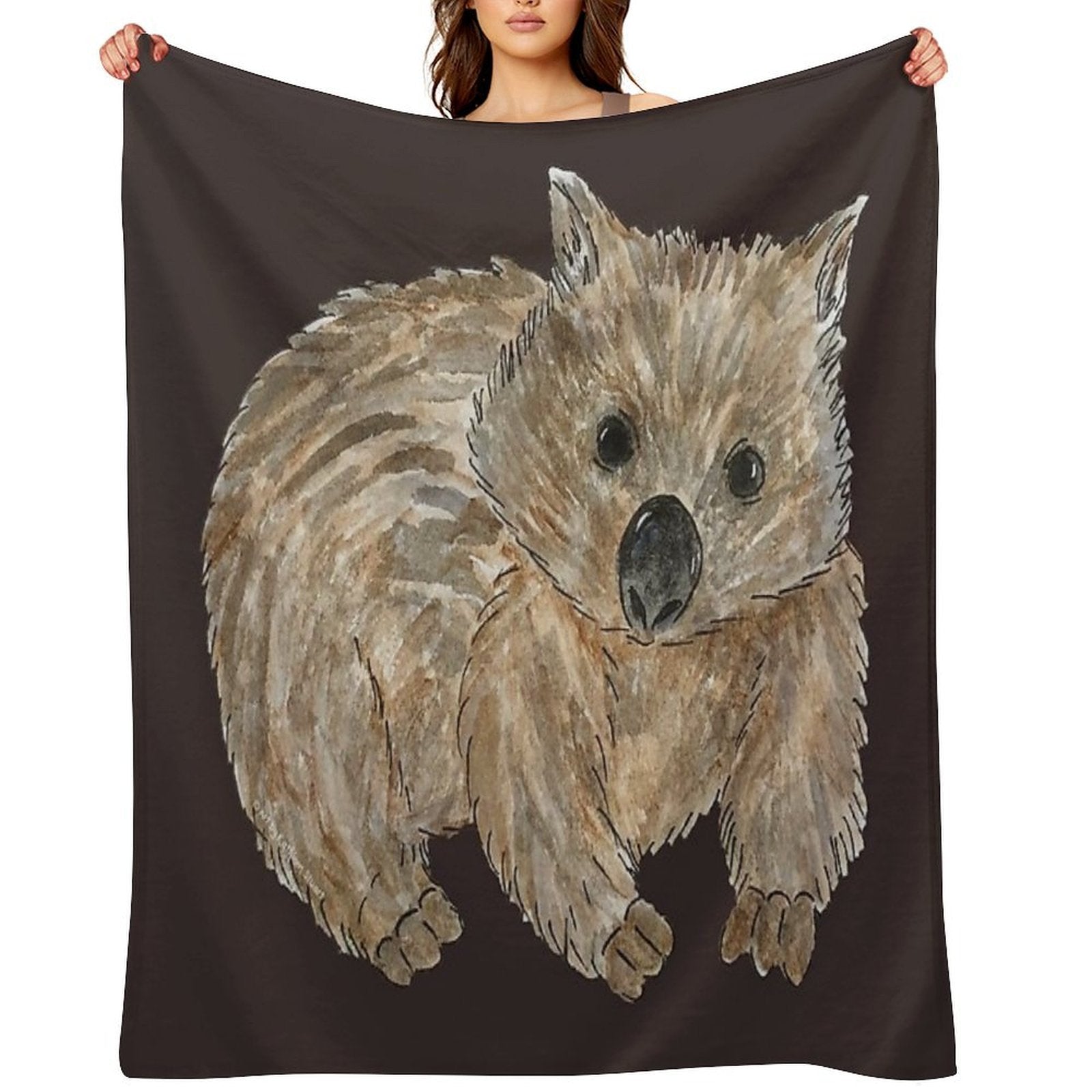 Wombat - Australian Animal Painting Shrink-resistant Throw Blanket