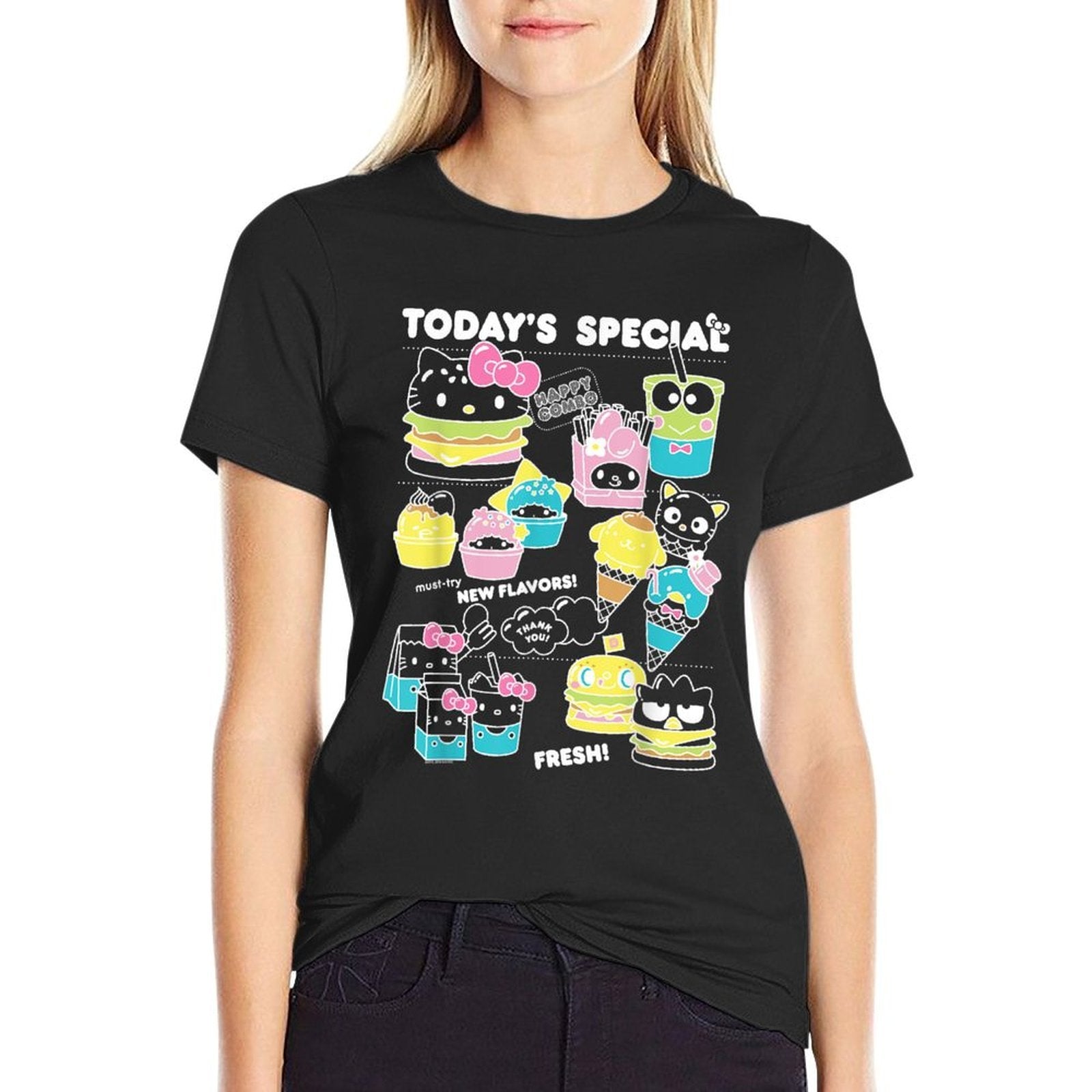 Hello Sanrio Kawaii Burger Shop Foodie Menu  Affordable Price T-Shirt