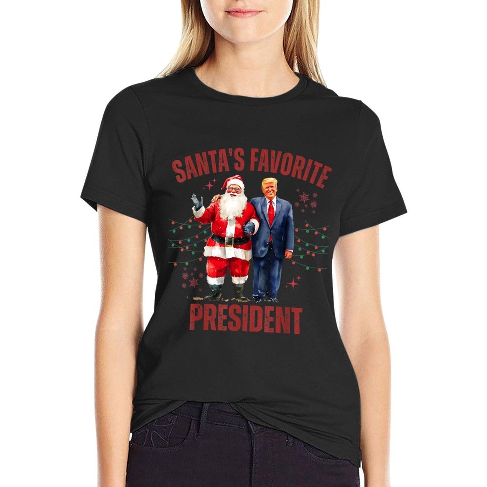 Santas Favorite President Christmas Funny Trump Xmas Pajama  Cotton T-Shirt