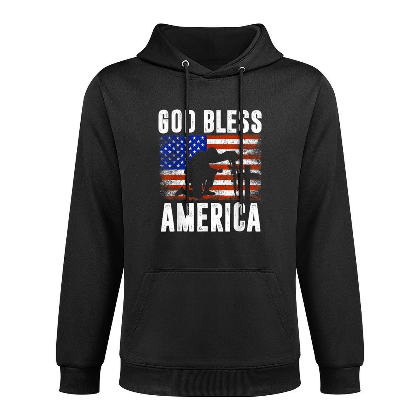 God Bless America 4th of July USA Patriotic Christian Pilling-Resistant Hoodie
