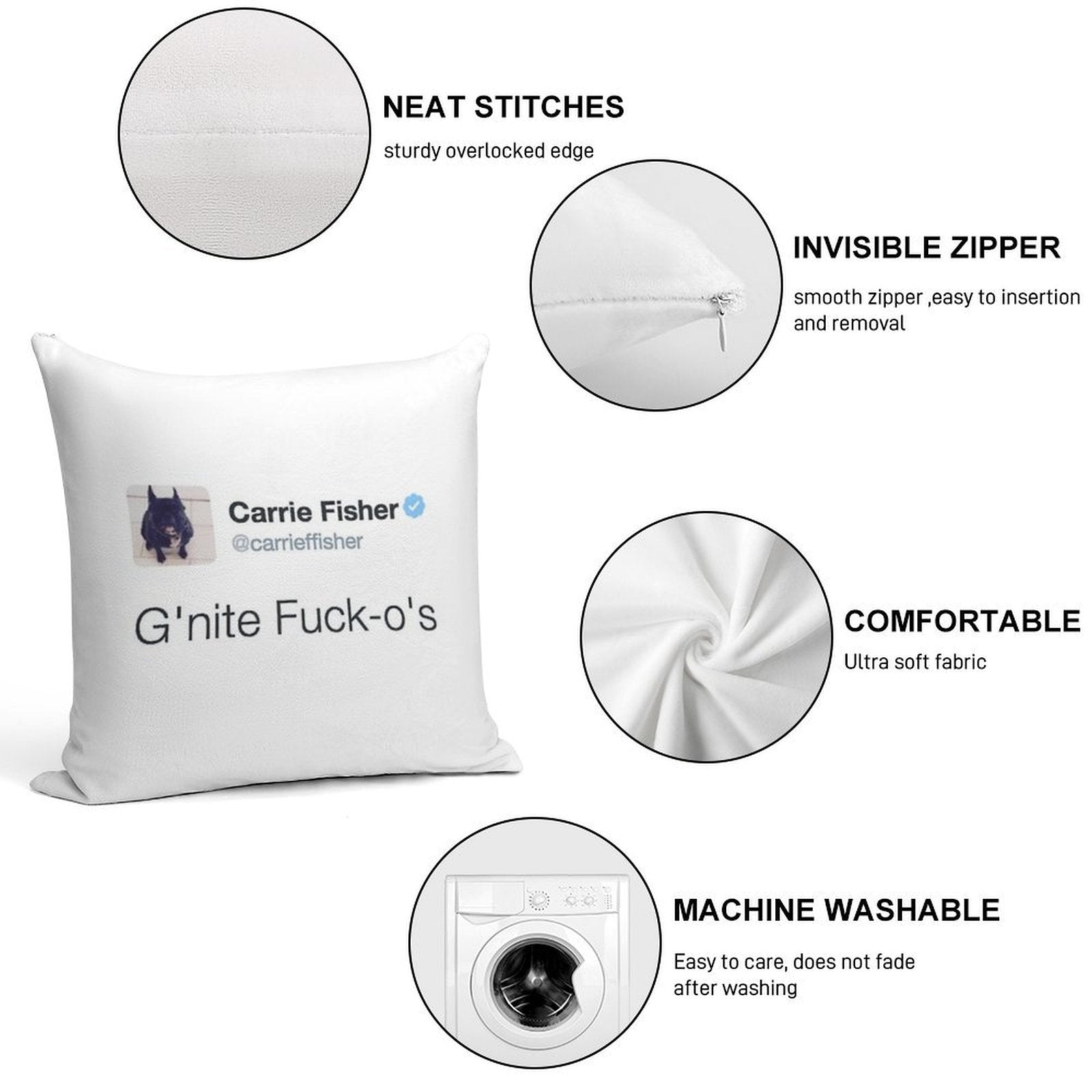 Carrie Fisher Tweets Soft Style Accent Throw Pillow