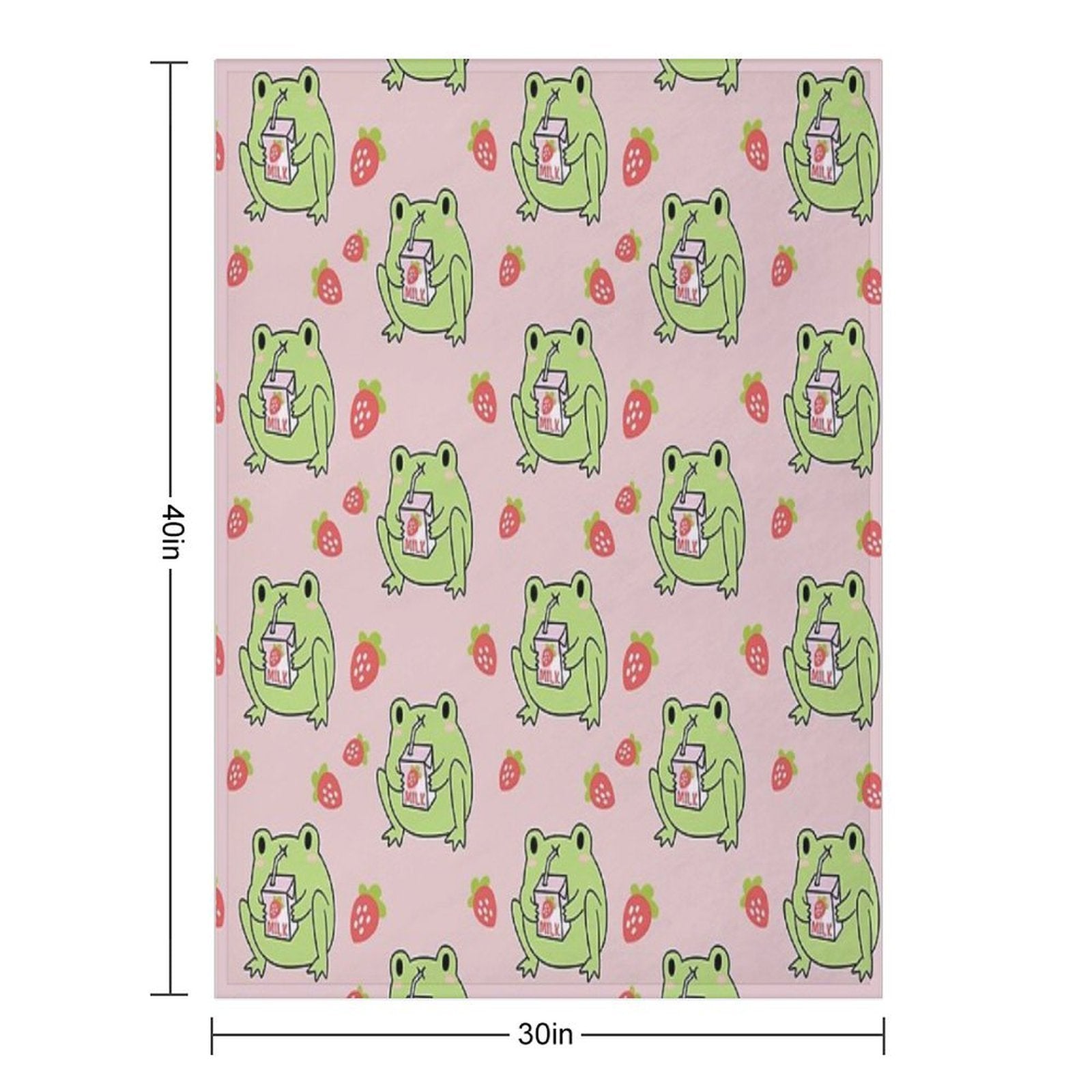 Cute Strawberry Milk Frog Anti-pilling Throw Blanket