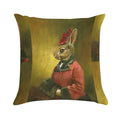 Victorian Lady Rabbit Soft Short Plush Fabric Throw Pillow