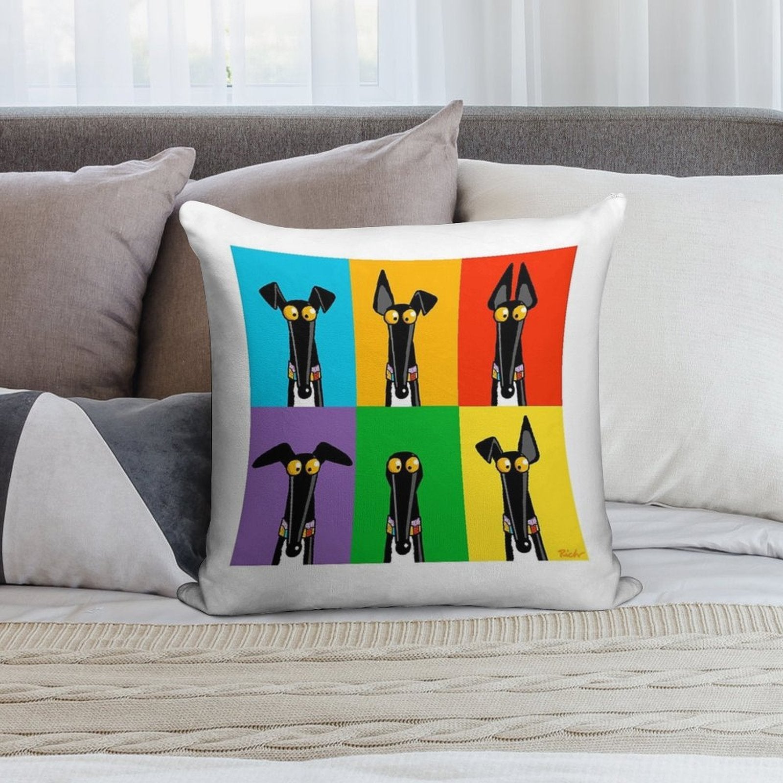 Greyhound Semaphore Soft Washable Throw Pillow